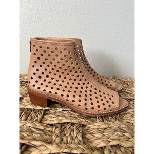 LOEFFLER RANDALL Beige Leather Perforated Booties Sz 8.5
